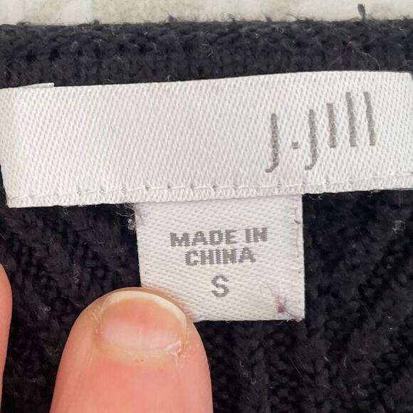 J. Jill Cotton Blend Black Oversized Textured Sweater V-Neck Long Sleeve Tunic S - Picture 10 of 14